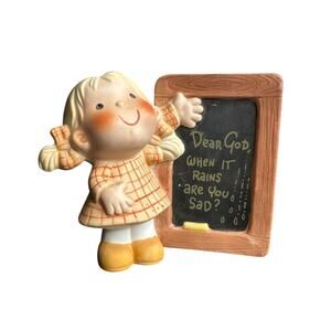 Dear God Kids Girl and Chalkboard Question Figurine 1982